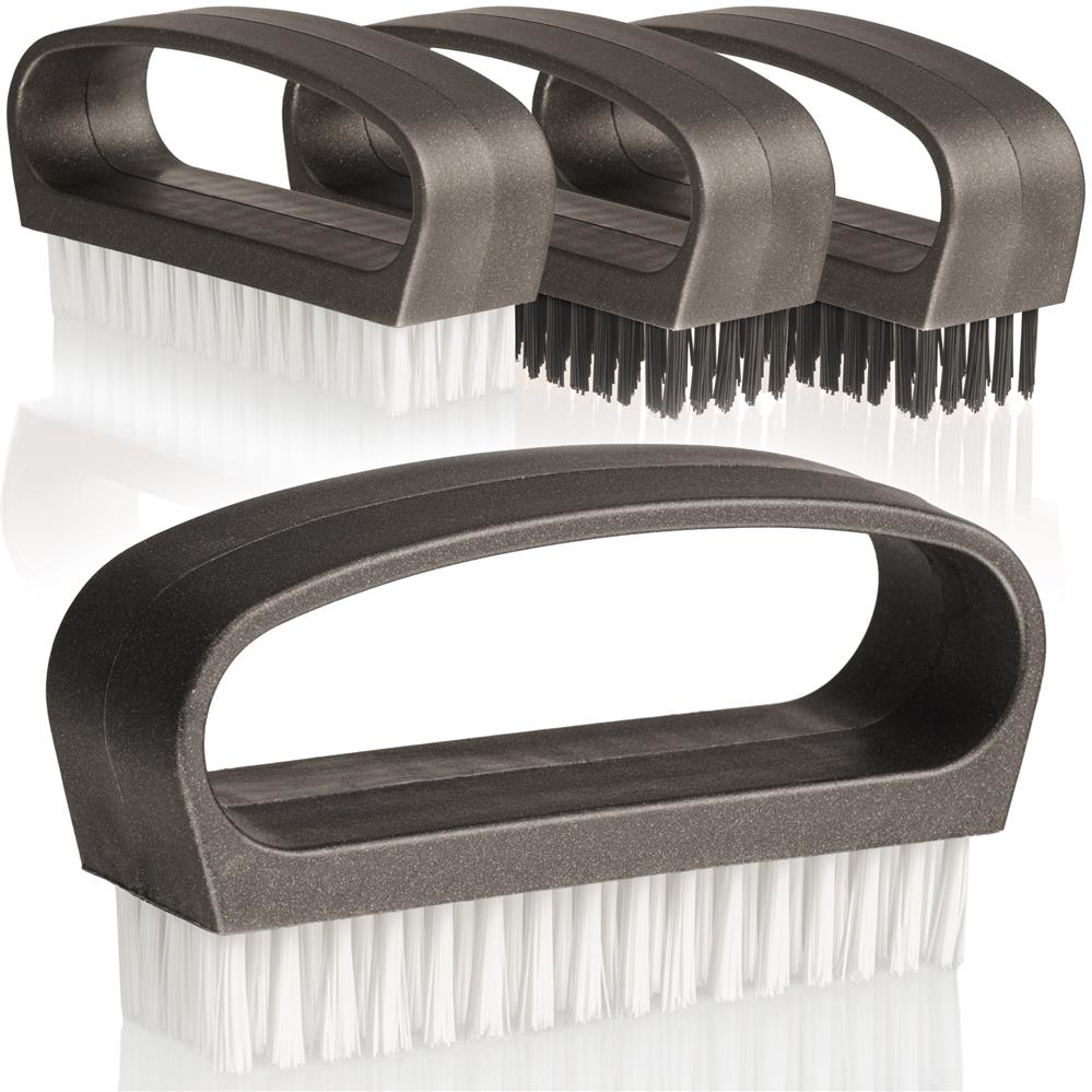 Handbürste mit Griff, 4er Set, 2x schwarze/2x weiße Borsten