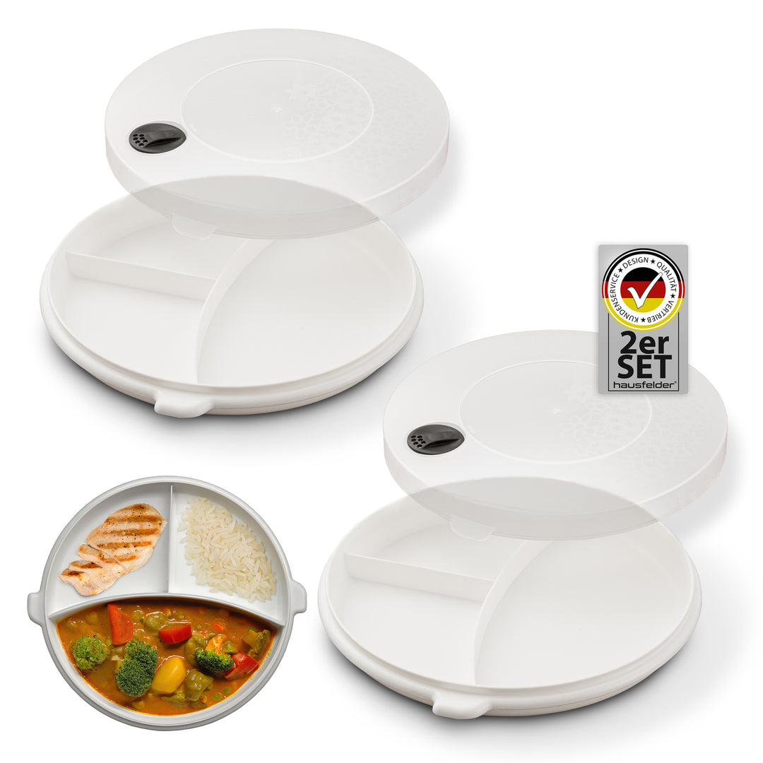 Mikrowellenteller mit Deckel (2er Set)