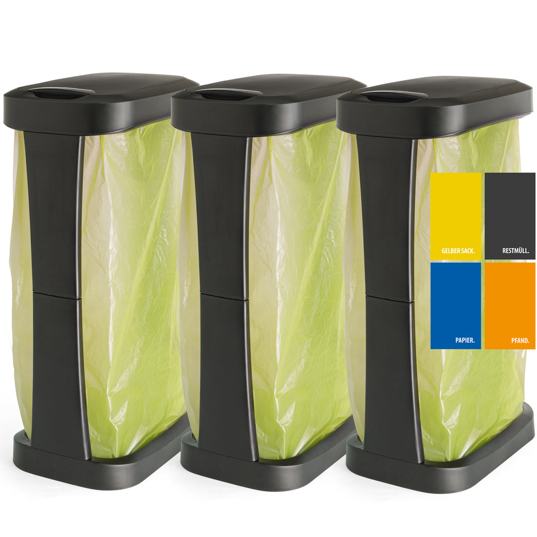 3er Set Müllsackständer bis 120l Schwarz