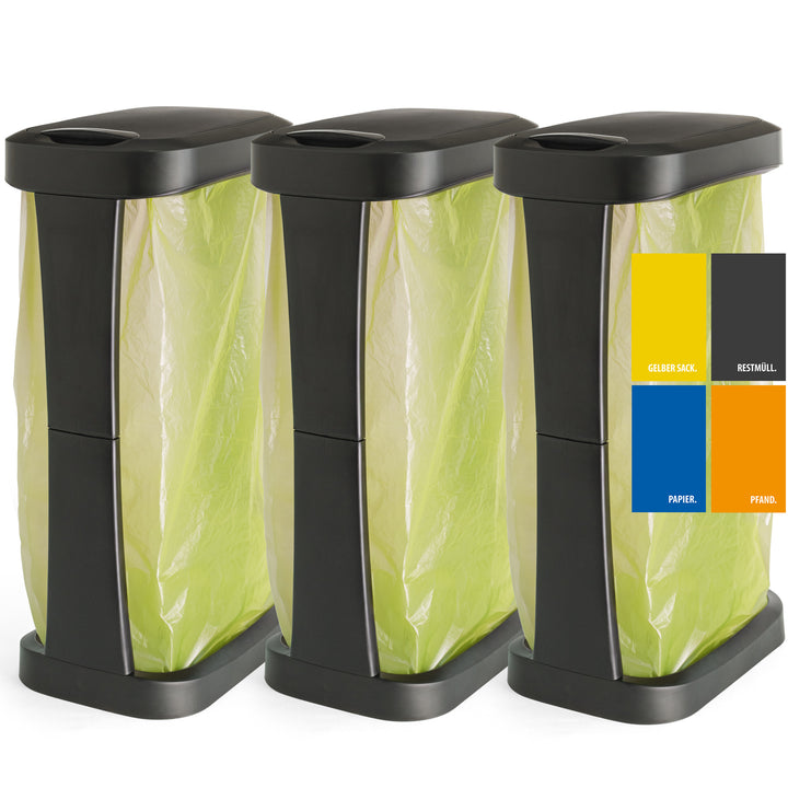 3er Set Müllsackständer bis 120l Schwarz