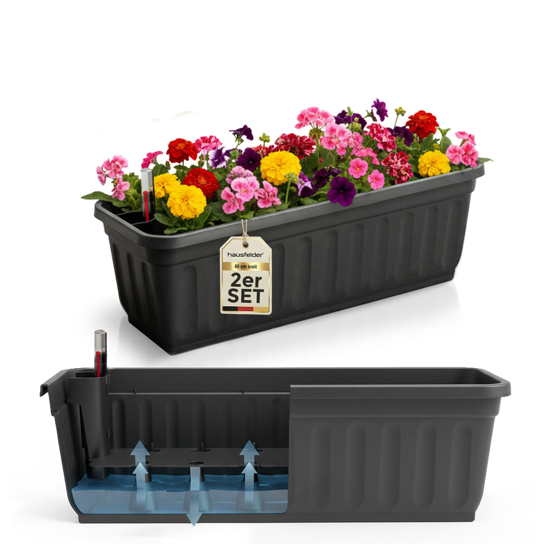 Blumenkasten 2er Set Anthrazit, 60cm