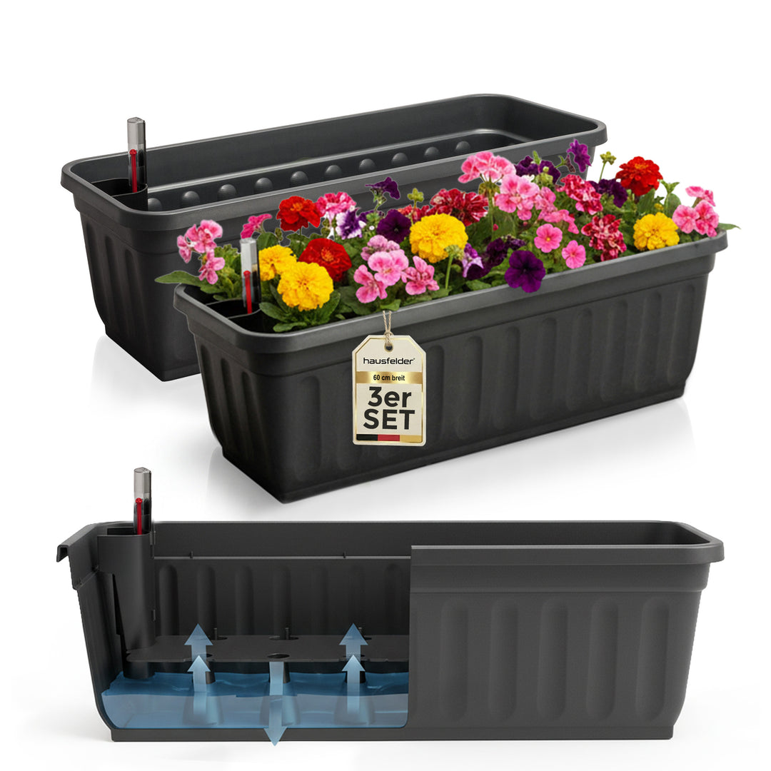 Blumenkasten 3er Set, Anthrazitt, 60cm