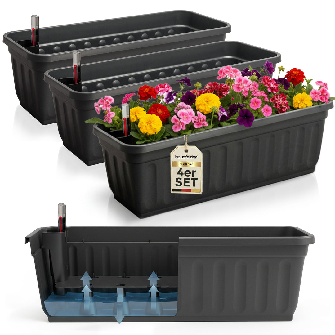 Blumenkasten 4er Set Anthrazit, 60cm