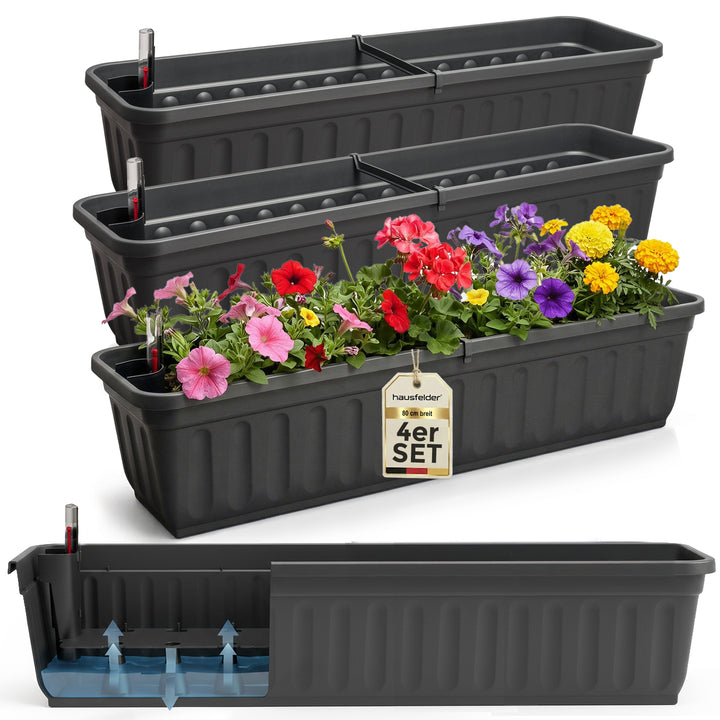 Blumenkasten 4er Set, 80cm