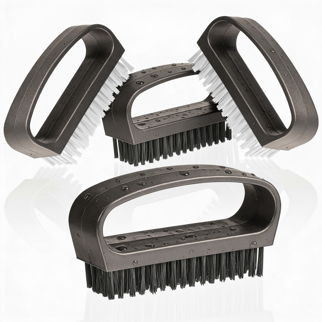 Handbürste mit Griff, 4er Set, 2x schwarze/2x weiße Borsten
