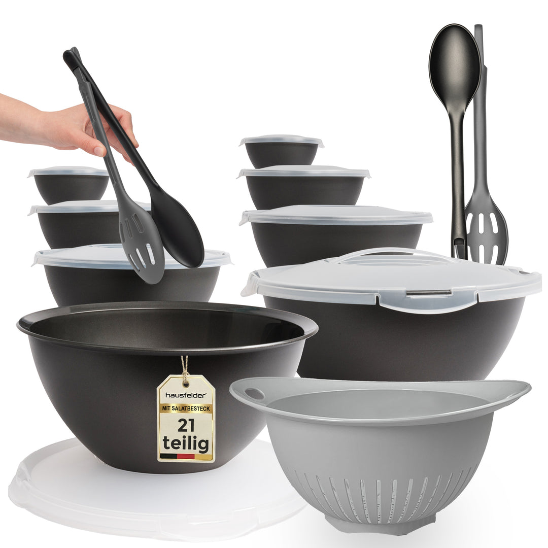 Salatschüssel Set groß, 21-teiliges Set