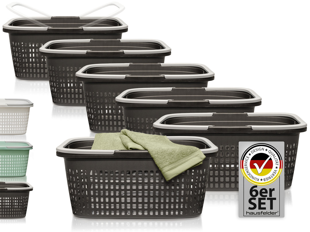 Wäschekörbe 6er Set Anthrazit