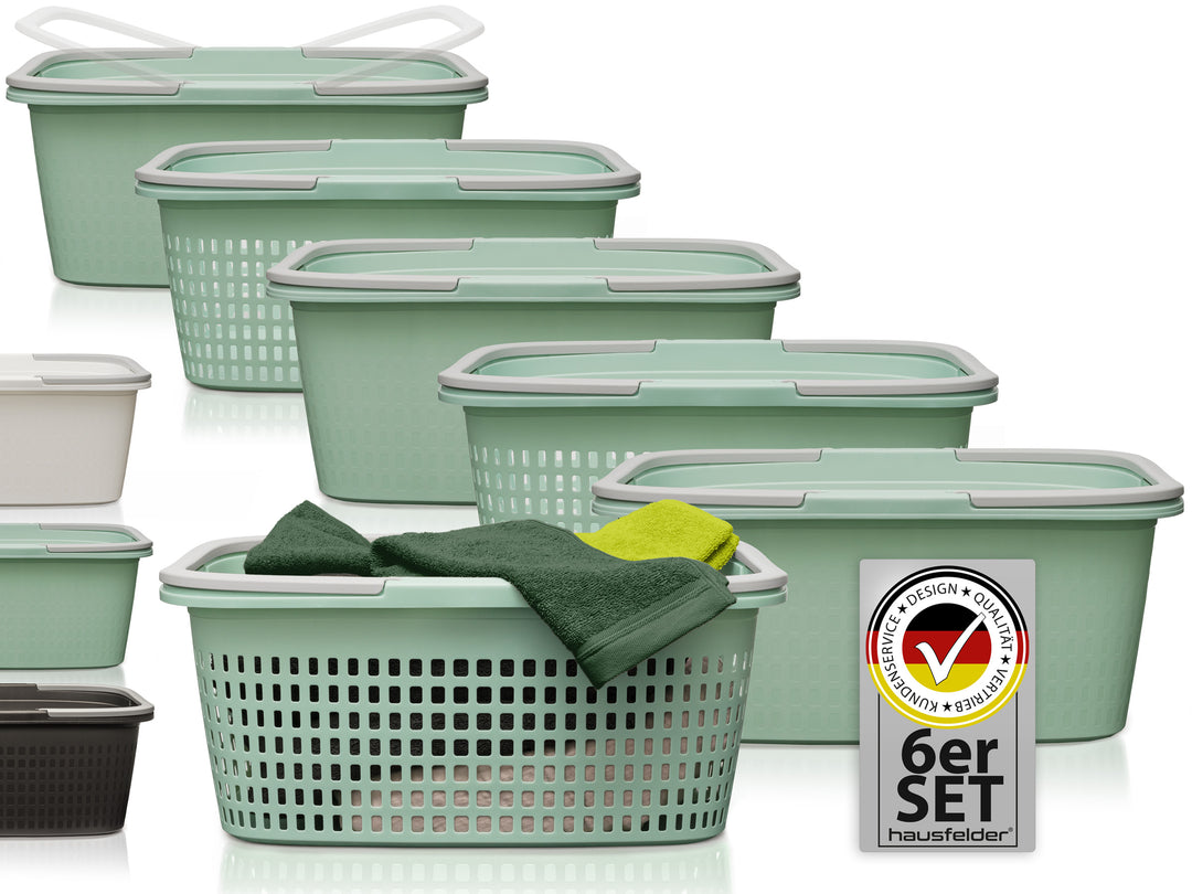 3 x Wäschekörbe + 3 x Wäschewannen Grün