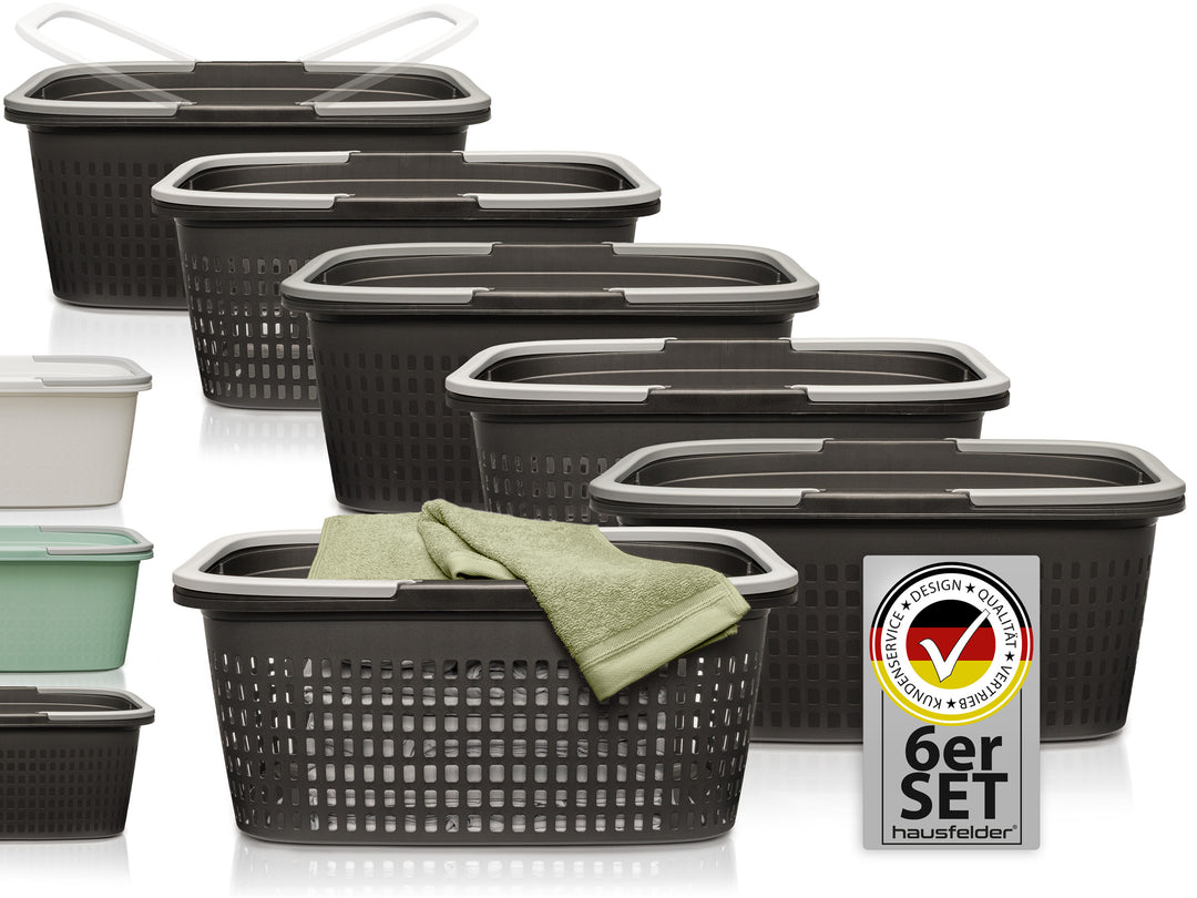 3  xWäschekörbe + 3 x Wäschewannen, Anthrazit