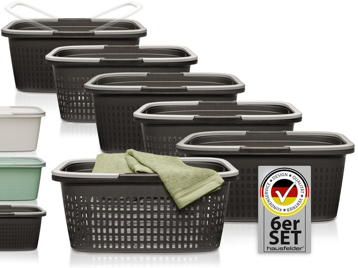 3  xWäschekörbe + 3 x Wäschewannen, Anthrazit