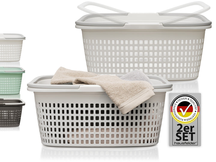 Wäschekörbe 2er Set Weiß