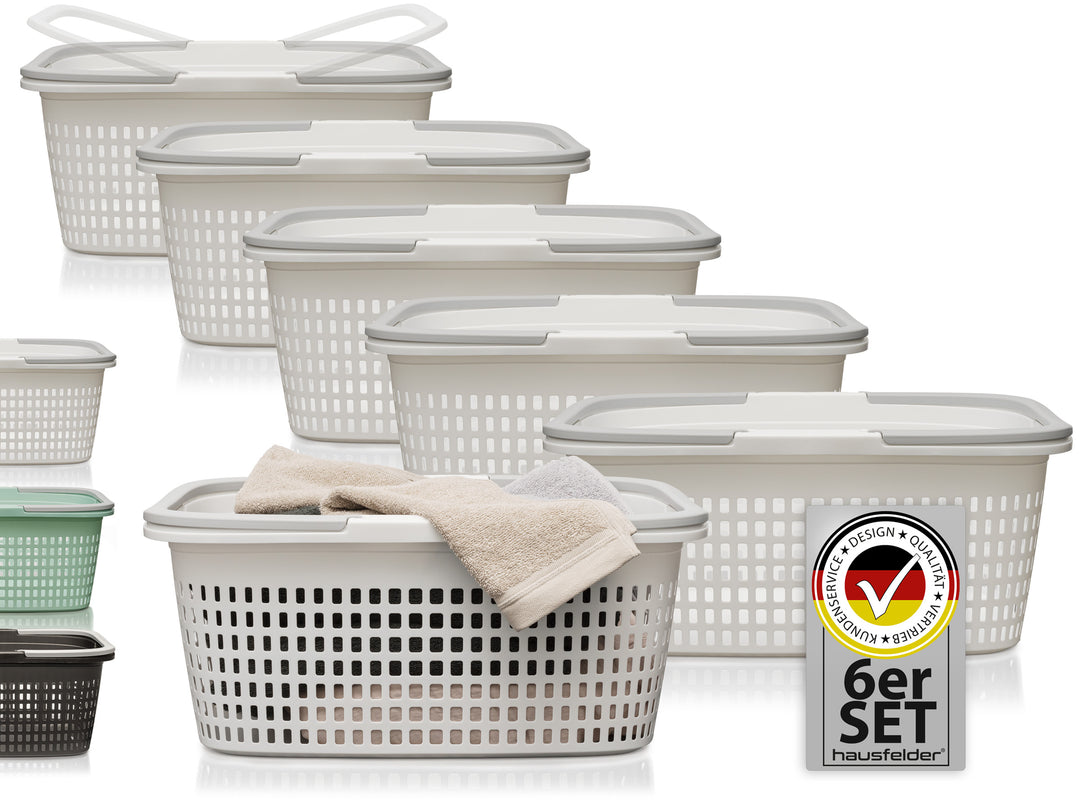 Wäschekörbe 6er Set Weiß