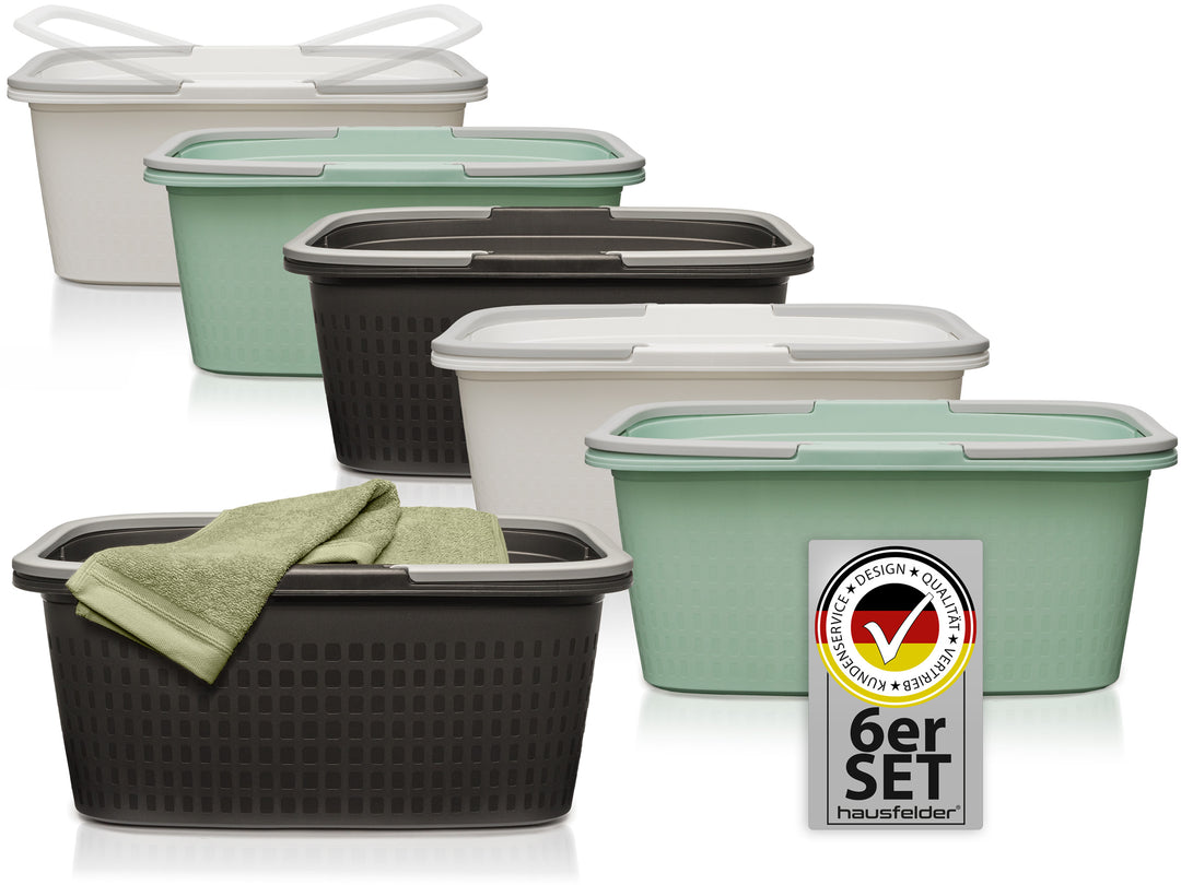 Wäschewannen 6er Set Anthrazit, Grün, Weiß