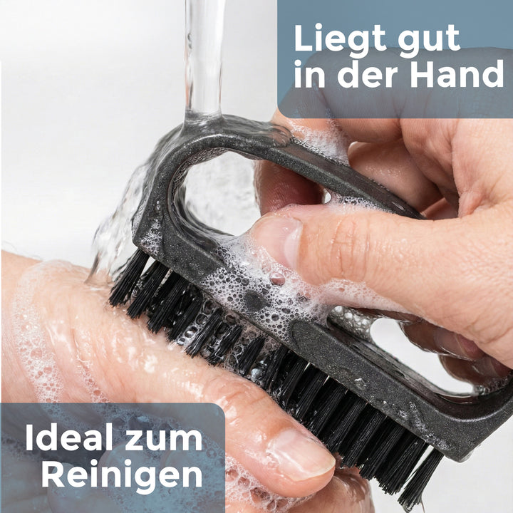 Handbürste mit Griff, 4er Set, 2x schwarze/2x weiße Borsten