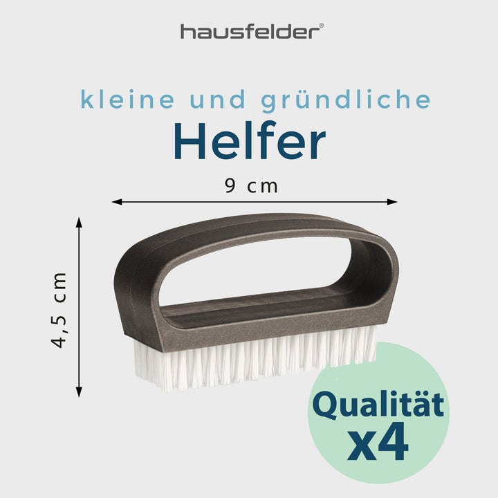 Handbürste mit Griff, 4er Set, 2x schwarze/2x weiße Borsten
