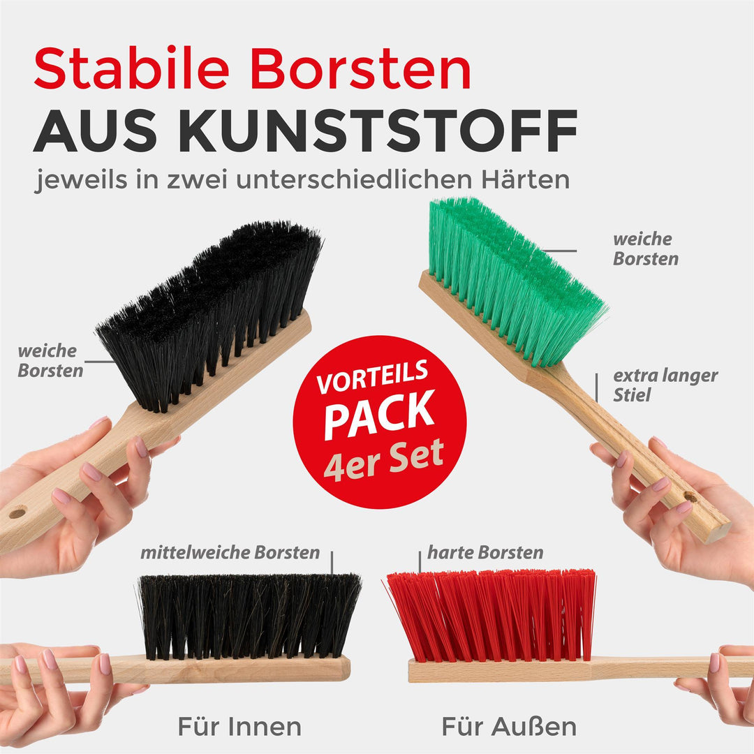 Besen Set, Zimmerbesen 30 cm breit + Straßenbesen 40 cm + Handfger Set Innen/Außen