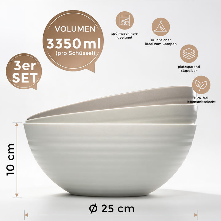Schüssel Set 3 x 3,3 Liter (Beige)
