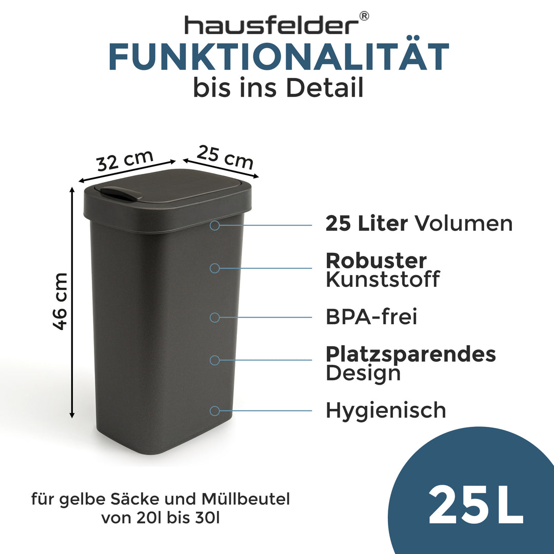Mülleimer mit Deckel 25 L.Anthrazit