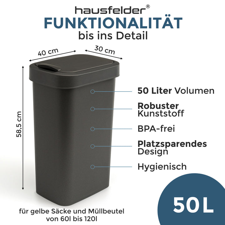 Mülleimer mit Deckel 50 l Anthrazit