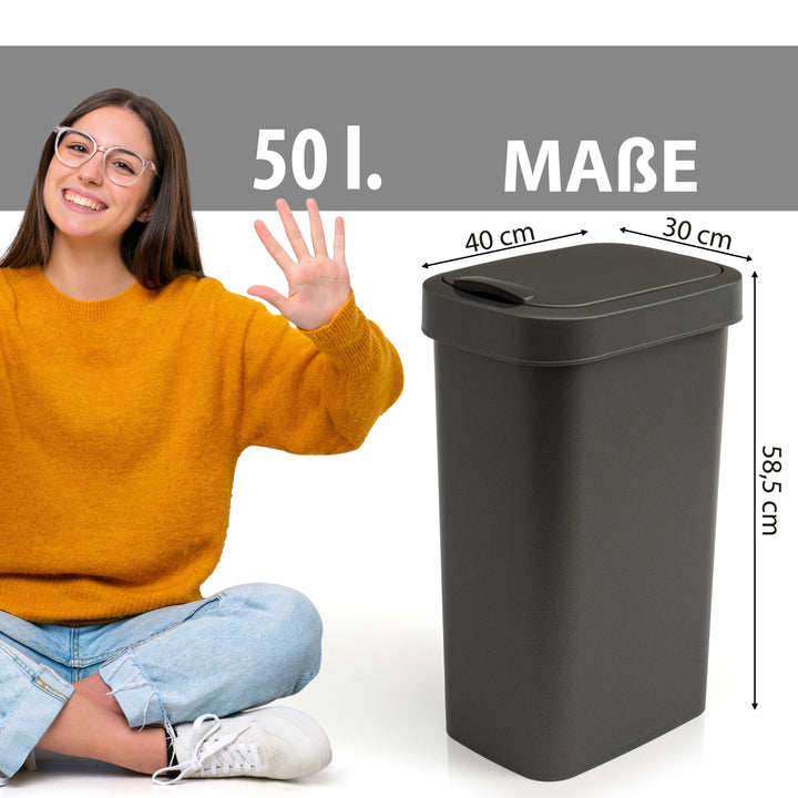 Mülleimer mit Deckel 50 l Anthrazit