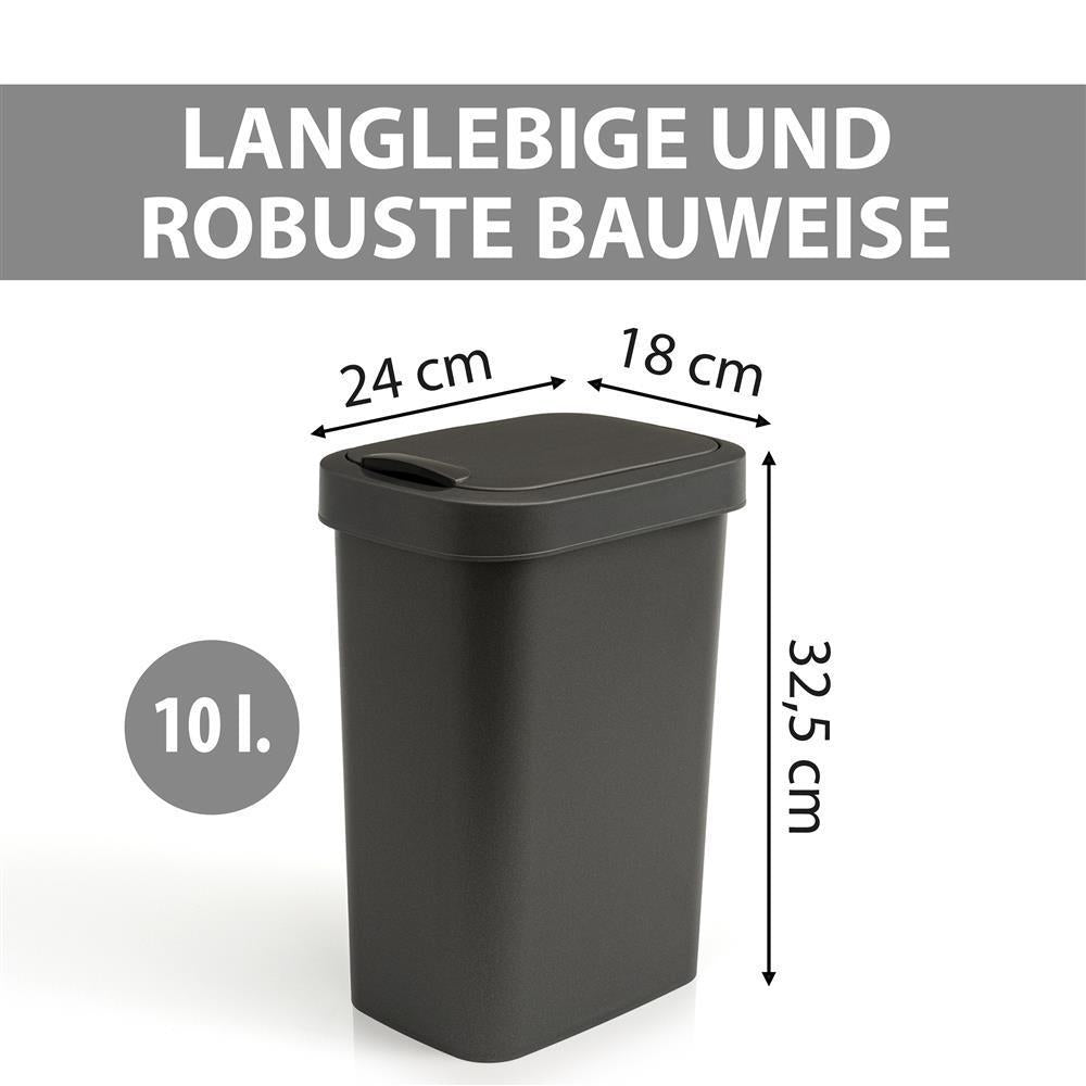 Mülleimer mit Deckel 10 L., Anthrazit