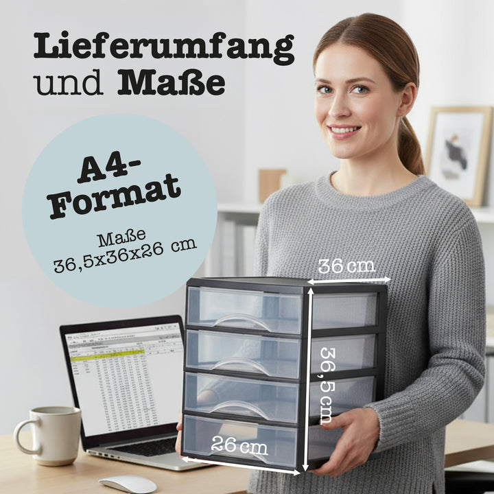 Schubladenschrank A4, 4 Schubladen