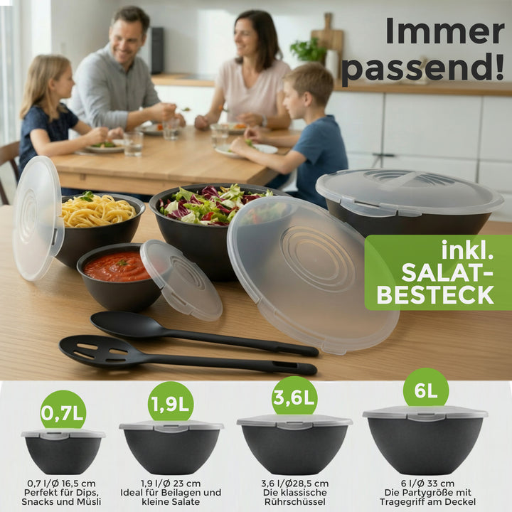 Salatschüssel Set groß, 21-teiliges Set