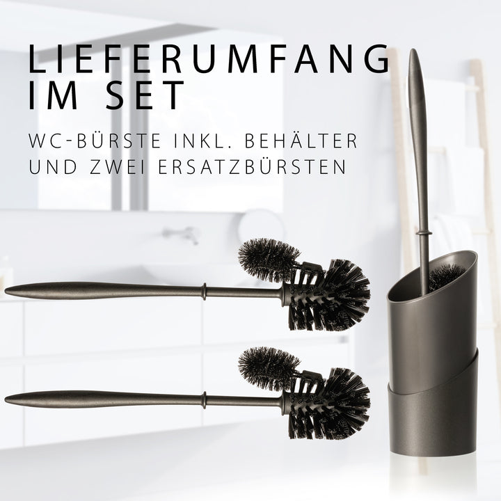 Klobürste mit Randreiniger + 2 Ersatzbürsten Schwarz