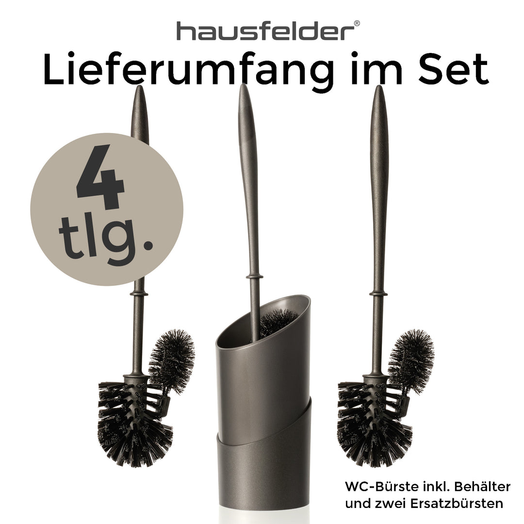 Klobürste mit Randreiniger + 2 Ersatzbürsten Schwarz