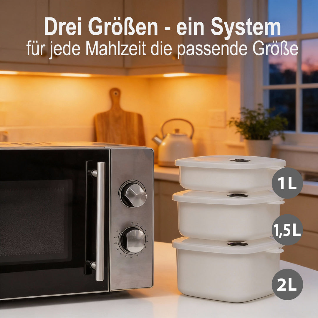 Mikrowellentopf 2er Set,  2x 1 Liter
