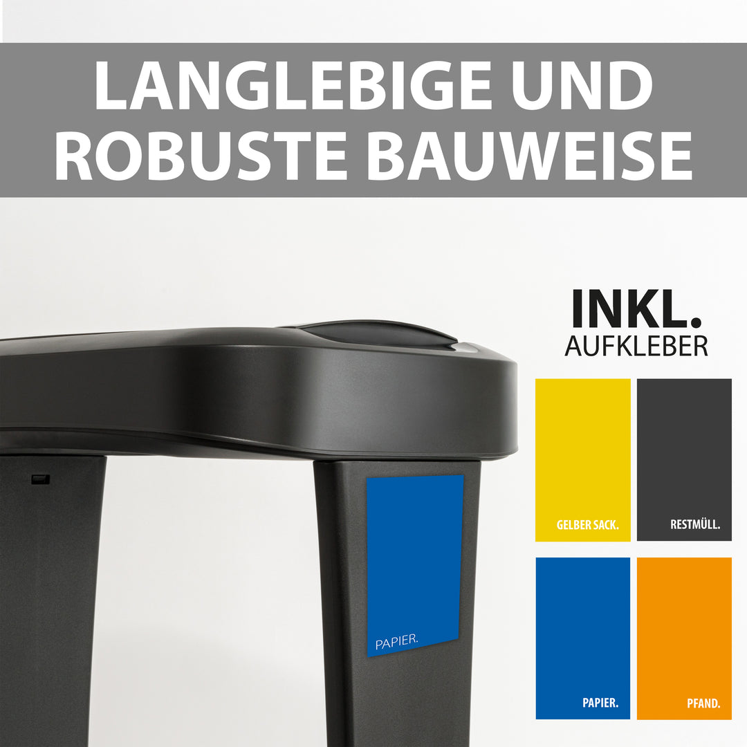 3er Set Müllsackständer bis 120l Schwarz