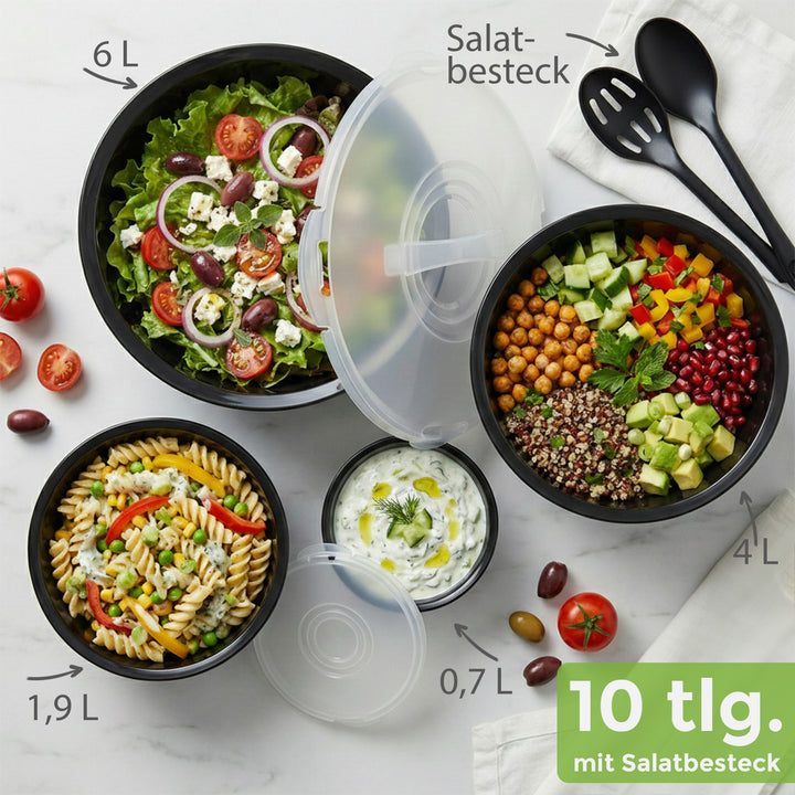 Schüssel Set + Salatbesteck 10-tlg
