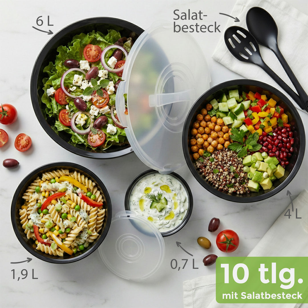 Salatschüssel Set groß, 21-teiliges Set