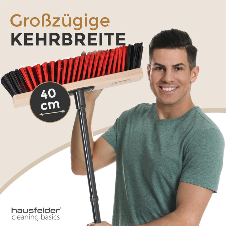 Besen Set, Zimmerbesen 30 cm breit + Straßenbesen 40 cm + Handfger Set Innen/Außen