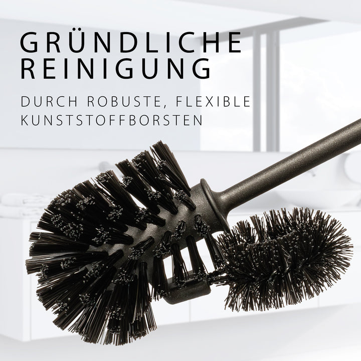 Klobürste mit Randreiniger + 2 Ersatzbürsten Schwarz