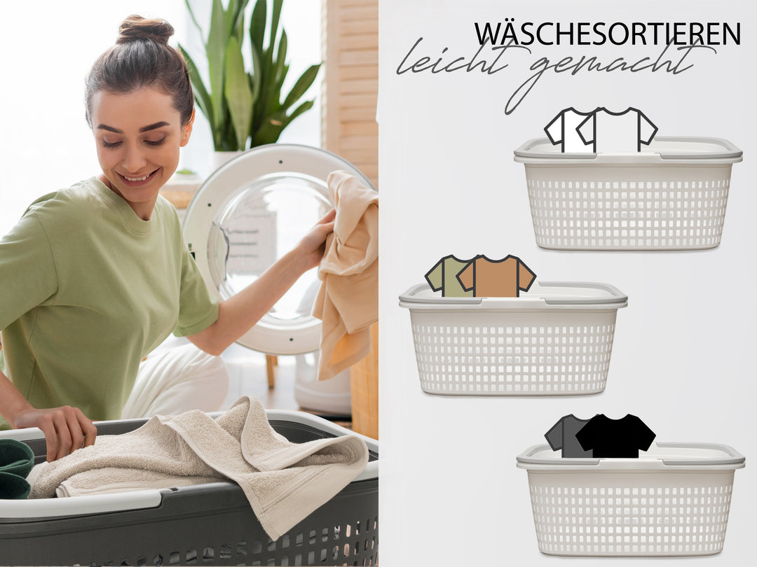 Wäschekörbe 2er Set Weiß