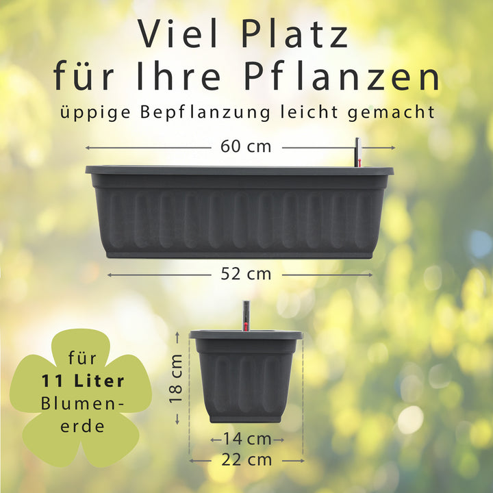 Blumenkasten 4er Set Anthrazit, 60cm