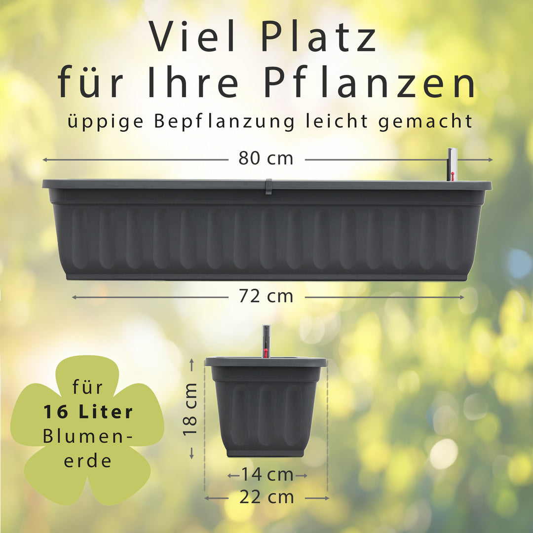 Blumenkasten 3er Set, Anthraziit, 80cm