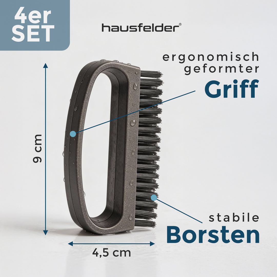 Handbürste mit Griff, 4er Set,
