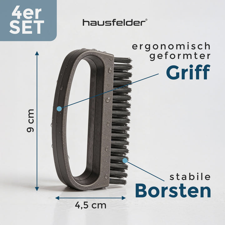 Handbürste mit Griff, 4er Set,