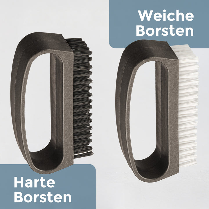 Handbürste mit Griff, 4er Set, 2x schwarze/2x weiße Borsten