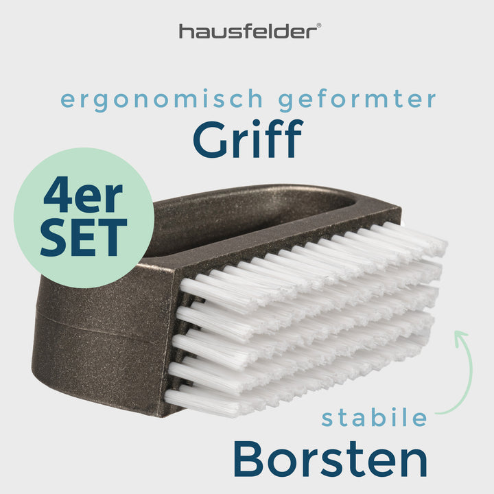 Handbürste mit Griff, 4er Set, 2x schwarze/2x weiße Borsten
