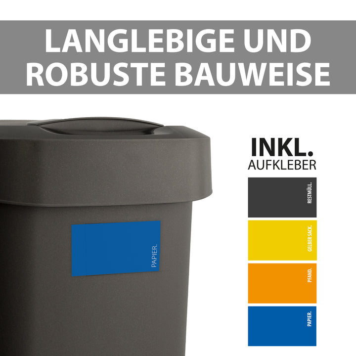Mülleimer mit Deckel 50 l Anthrazit