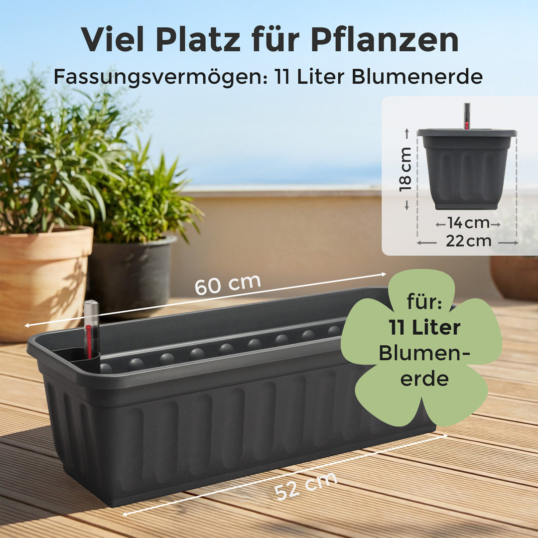 Blumenkasten 3er Set, Anthrazitt, 60cm