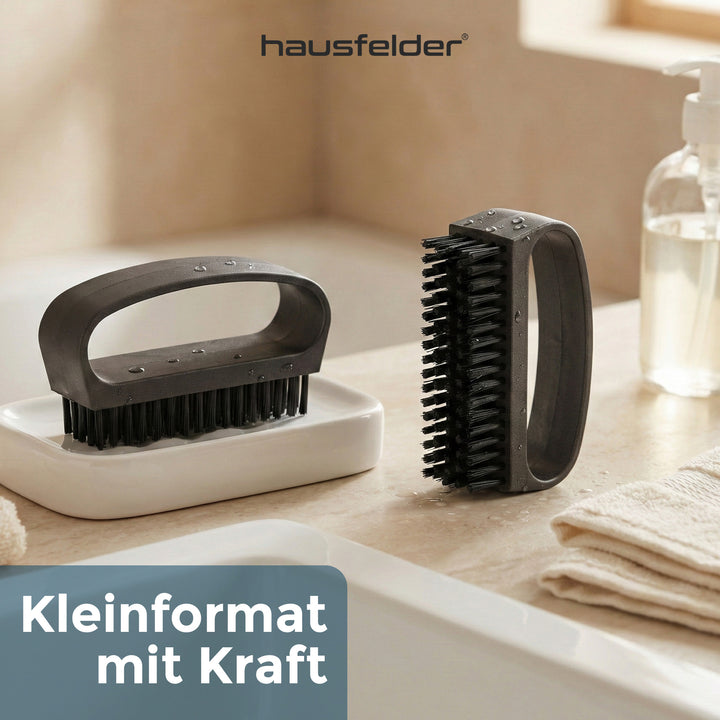 Handbürste mit Griff, 4er Set, 2x schwarze/2x weiße Borsten