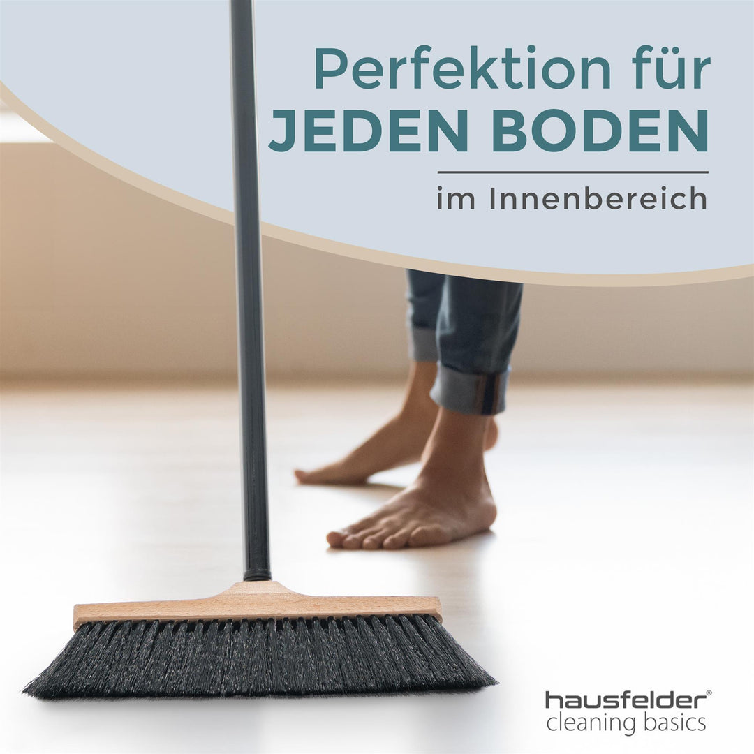 Besen Set, Zimmerbesen 30 cm breit + Straßenbesen 40 cm + Handfger Set Innen/Außen