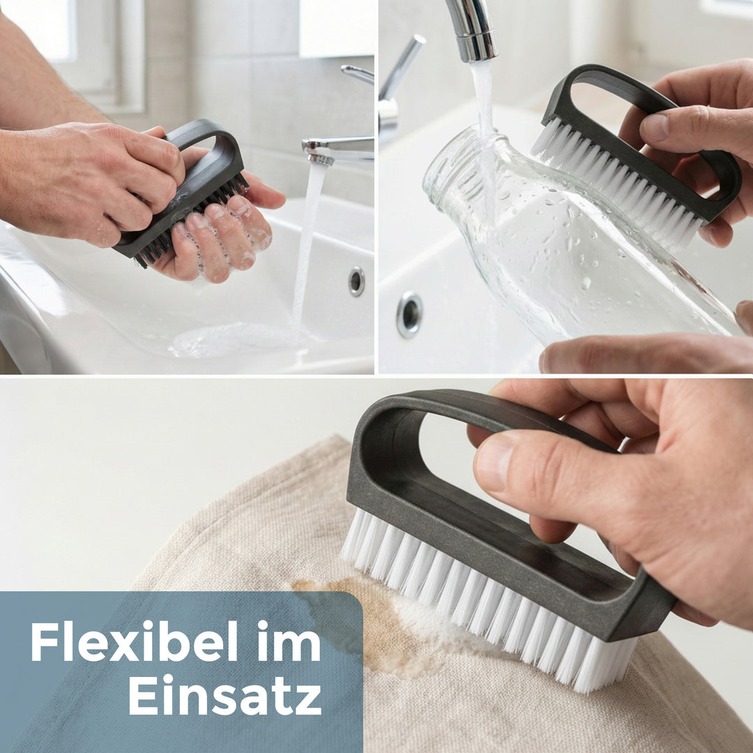 Handbürste mit Griff, 4er Set, 2x schwarze/2x weiße Borsten