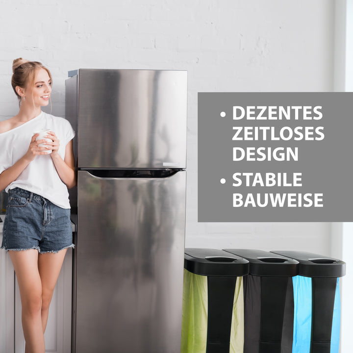 3er Set Müllsackständer bis 120l Schwarz