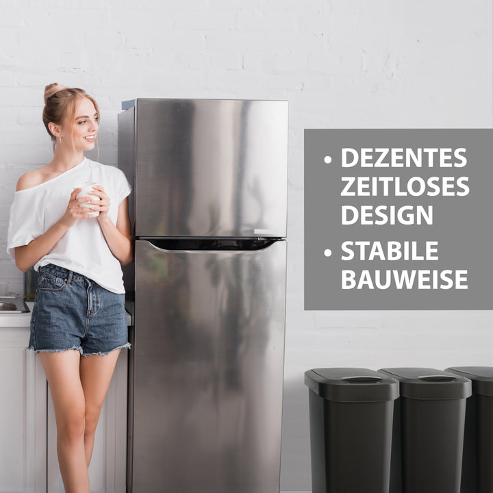 Mülleimer mit Deckel 50 l Anthrazit