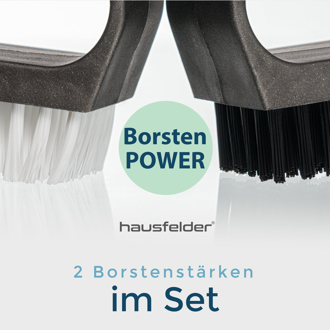 Handbürste mit Griff, 4er Set, 2x schwarze/2x weiße Borsten